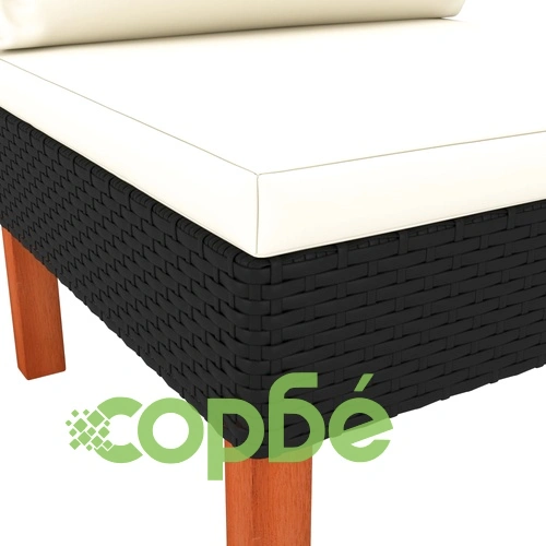 Градински лаундж комплект, 3 части, полиратан и евкалипт масив ➤ топ цена ➤ sorbe.bg