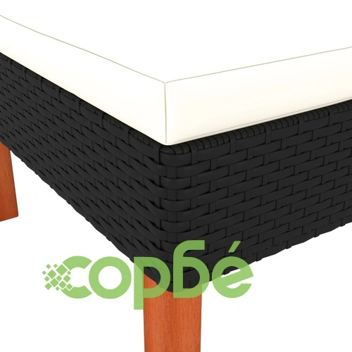 Градински лаундж комплект, 3 части, полиратан и евкалипт масив ➤ топ цена ➤ sorbe.bg