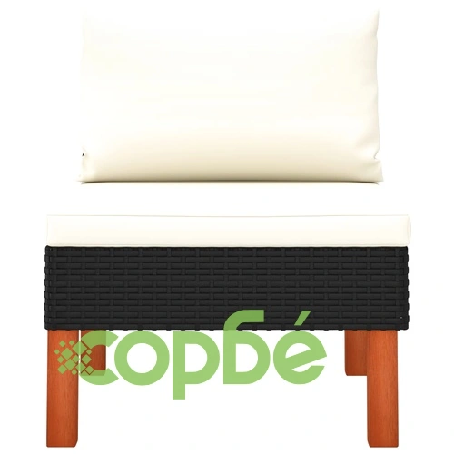 Градински лаундж комплект, 3 части, полиратан и евкалипт масив ➤ топ цена ➤ sorbe.bg