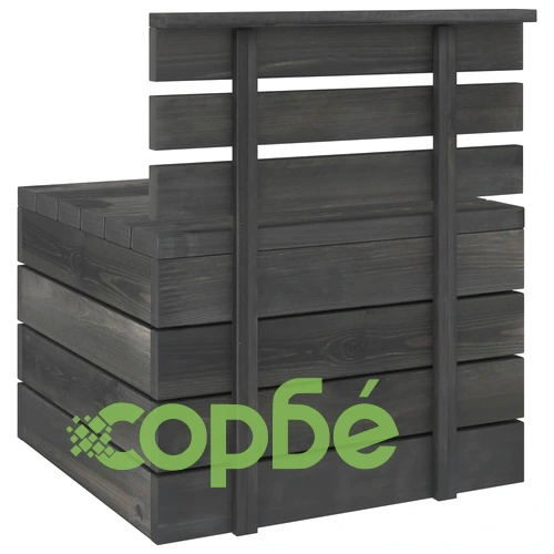 Градински среден диван от палети, бор масив, тъмносив ➤ топ цена ➤ sorbe.bg