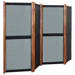 Параван за стая, 4 панела, черен, 280x170 см