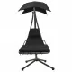 Градински люлеещ се стол, черно и сиво, 190x90x200 см, текстил