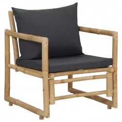 Градински столове с възглавници, 2 бр, бамбук