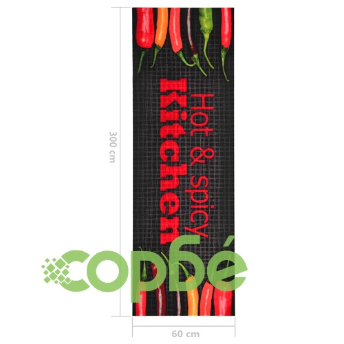 Кухненско килимче, перимо, надпис Hot & Spicy, 60x300 см ➤ топ цена ➤ sorbe.bg