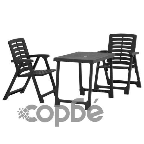 Сгъваем бистро комплект, 3 части, пластмаса, сив ➤ топ цена ➤ sorbe.bg
