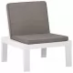 Градински лаундж стол с възглавница, пластмаса, бял