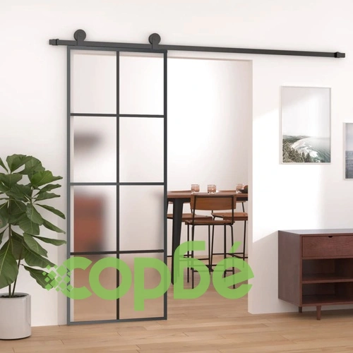 Плъзгаща се врата с обков 76x205 см ESG стъкло и алуминий ➤ топ цена ➤ sorbe.bg