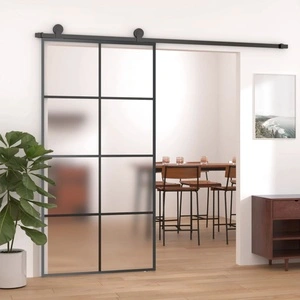 Плъзгаща се врата с обков 102,5x205 см ESG стъкло и алуминий