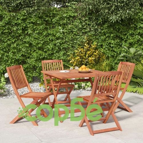 Градински трапезен комплект от 5 части, акациево дърво масив ➤ топ цена ➤ sorbe.bg