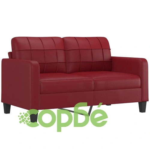 2-местен диван с възглавници виненочервен 140см изкуствена кожа ➤ топ цена ➤ sorbe.bg