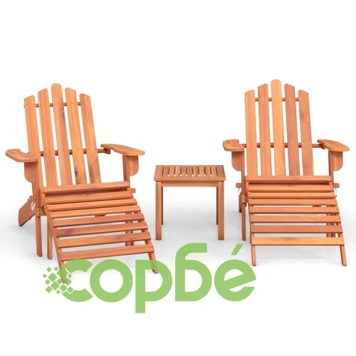 Градински лаундж комплект Адирондак от 3 части, акация масив ➤ топ цена ➤ sorbe.bg