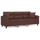 3-местен диван с възглавници, кафяв, 180 см, изкуствена кожа