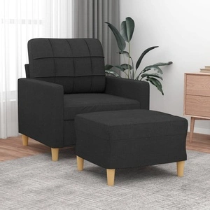 Кресло с табуретка, черно, 60 см, текстил