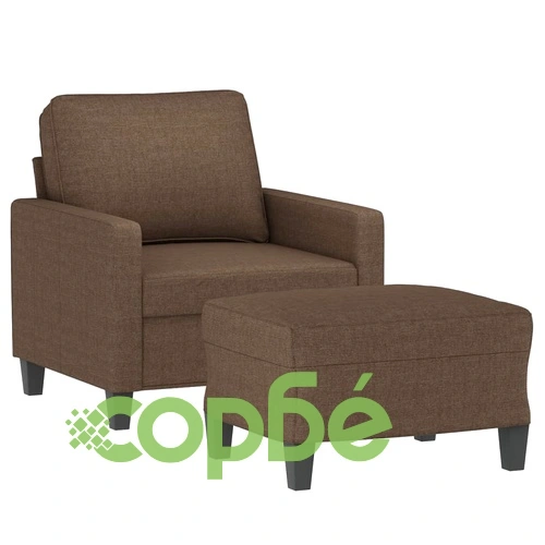 Кресло с табуретка, кафяво, 60 см, текстил ➤ топ цена ➤ sorbe.bg