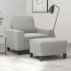 Кресло с табуретка, светлосиво, 60 см, микрофибърен текстил