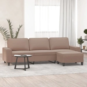 3-местен диван с табуретка таупе 210 см микрофибърен текстил