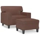 Кресло с табуретка, кафяво, 60 см, изкуствена кожа