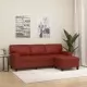 3-местен диван с табуретка, виненочервен, 180 см, изкуствена кожа