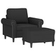 Кресло с табуретка, черно, 60 см, кадифе