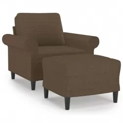 Кресло с табуретка, кафяво, 60 см, текстил