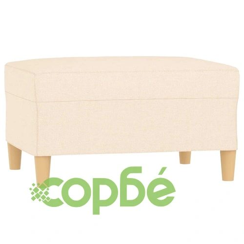 Комплект дивани от 3 части с възглавници, кремав, текстил ➤ топ цена ➤ sorbe.bg