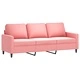 Комплект дивани от 3 части с възглавници, розов, кадифе