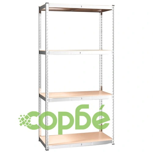 Стелажи с 4 рафта, 3 бр, сребристи, стомана и инженерно дърво ➤ топ цена ➤ sorbe.bg