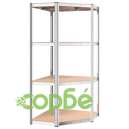 Стелажи с 4 рафта, 2 бр, сребристи, стомана и инженерно дърво ➤ топ цена ➤ sorbe.bg