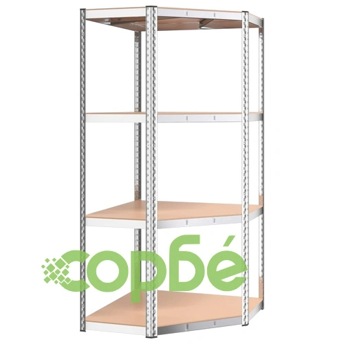 Стелажи с 4 рафта, 5 бр, сребристи, стомана и инженерно дърво ➤ топ цена ➤ sorbe.bg