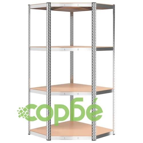 Стелажи с 4 рафта, 5 бр, сребристи, стомана и инженерно дърво ➤ топ цена ➤ sorbe.bg