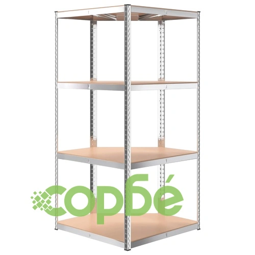 Стелажи с 4 рафта, 5 бр, сребристи, стомана и инженерно дърво ➤ топ цена ➤ sorbe.bg