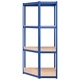 Стелажи с 4 рафта, 2 бр, сини, стомана и инженерно дърво