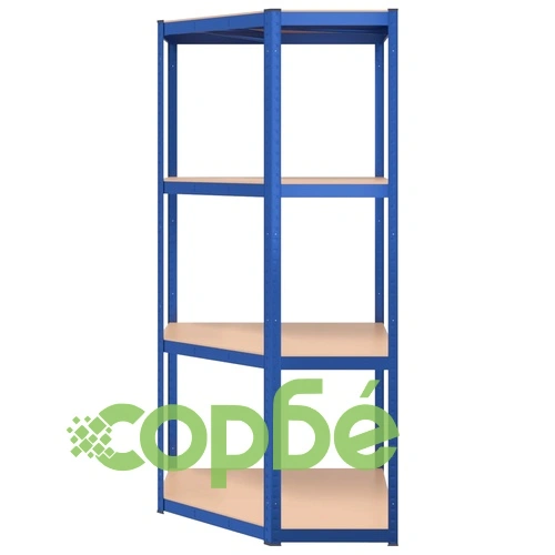 Стелажи с 4 рафта, 5 бр, сини, стомана и инженерно дърво ➤ топ цена ➤ sorbe.bg