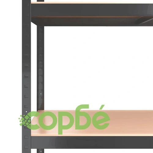 Стелажи с 4 рафта, 3 бр, антрацит, стомана и инженерно дърво ➤ топ цена ➤ sorbe.bg