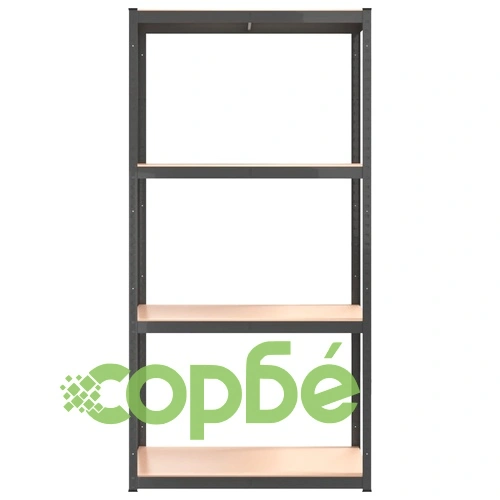 Стелажи с 4 рафта, 3 бр, антрацит, стомана и инженерно дърво ➤ топ цена ➤ sorbe.bg