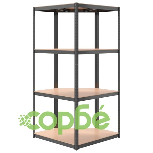 Стелажи с 4 рафта, 3 бр, антрацит, стомана и инженерно дърво ➤ топ цена ➤ sorbe.bg