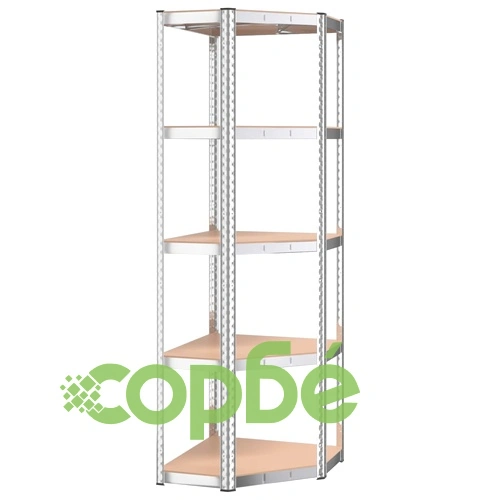 Стелажи с 5 рафта, 2 бр, сребристи, стомана и инженерно дърво ➤ топ цена ➤ sorbe.bg