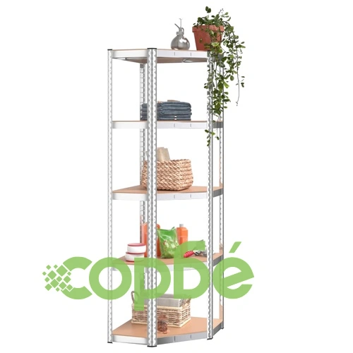 Стелажи с 5 рафта, 3 бр, сребристи, стомана и инженерно дърво ➤ топ цена ➤ sorbe.bg