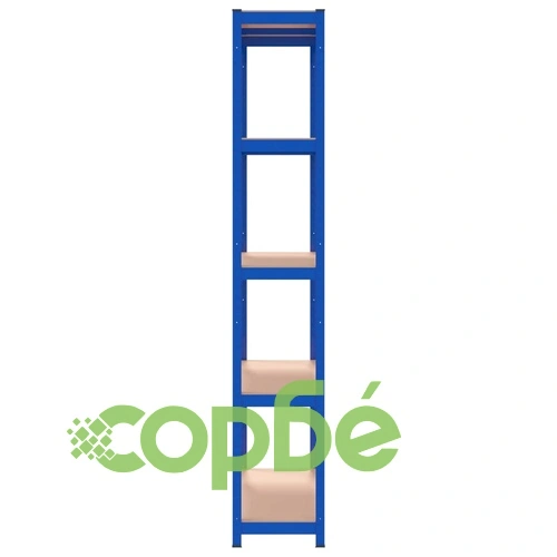 Стелажи с 5 рафта, 3 бр, сини, стомана и инженерно дърво ➤ топ цена ➤ sorbe.bg