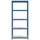 Стелажи с 5 рафта, 4 бр, сини, стомана и инженерно дърво