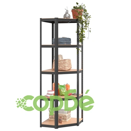Стелажи с 5 рафта, 4 бр, антрацит, стомана и инженерно дърво ➤ топ цена ➤ sorbe.bg