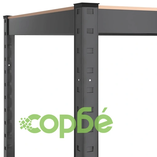 Стелажи с 5 рафта, 4 бр, антрацит, стомана и инженерно дърво ➤ топ цена ➤ sorbe.bg