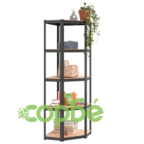 Стелажи с 5 рафта, 5 бр, антрацит, стомана и инженерно дърво ➤ топ цена ➤ sorbe.bg