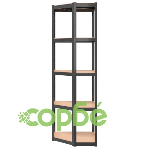 Стелажи с 5 рафта, 5 бр, антрацит, стомана и инженерно дърво ➤ топ цена ➤ sorbe.bg