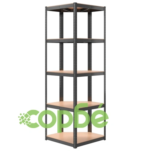 Стелажи с 5 рафта, 5 бр, антрацит, стомана и инженерно дърво ➤ топ цена ➤ sorbe.bg