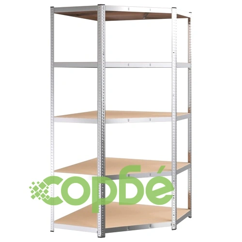 Стелажи с 5 рафта, 5 бр, сребристи, стомана и инженерно дърво ➤ топ цена ➤ sorbe.bg