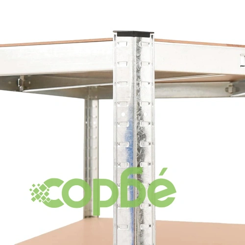 Стелажи с 5 рафта, 5 бр, сребристи, стомана и инженерно дърво ➤ топ цена ➤ sorbe.bg