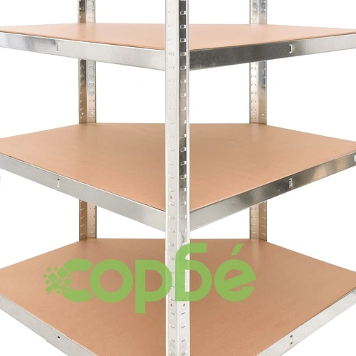 Стелажи с 5 рафта, 5 бр, сребристи, стомана и инженерно дърво ➤ топ цена ➤ sorbe.bg