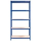 Стелажи с 5 рафта, 5 бр, сини, стомана и инженерно дърво