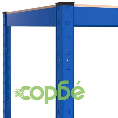 Стелажи с 5 рафта, 5 бр, сини, стомана и инженерно дърво ➤ топ цена ➤ sorbe.bg